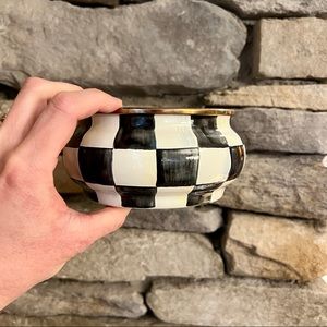 MacKenzie Childs squashed pot in courtly check (lid missing)